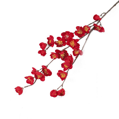Цветок искуственный Ветка сакуры 3*80см, красная