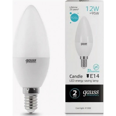 Лампа Gauss LED Elementary 12W E14 4100К свеча