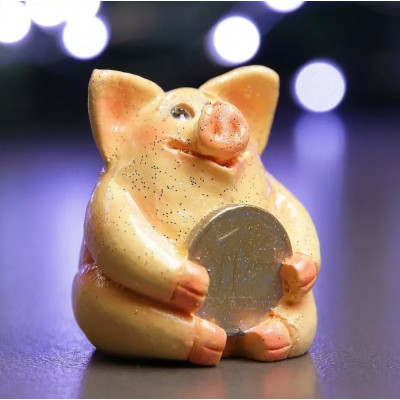 Фигура Свинка рубль бережет розовая 5х5х5см