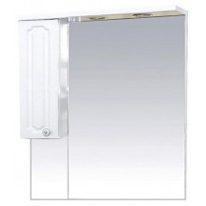 Шкаф-зеркало левый Александра-75 (свет), белый металлик MISTY