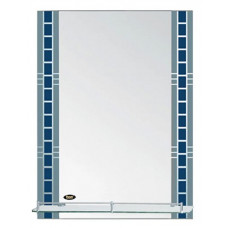 Зеркало POTATO серебро с синим, с полочкой 70см*50 см